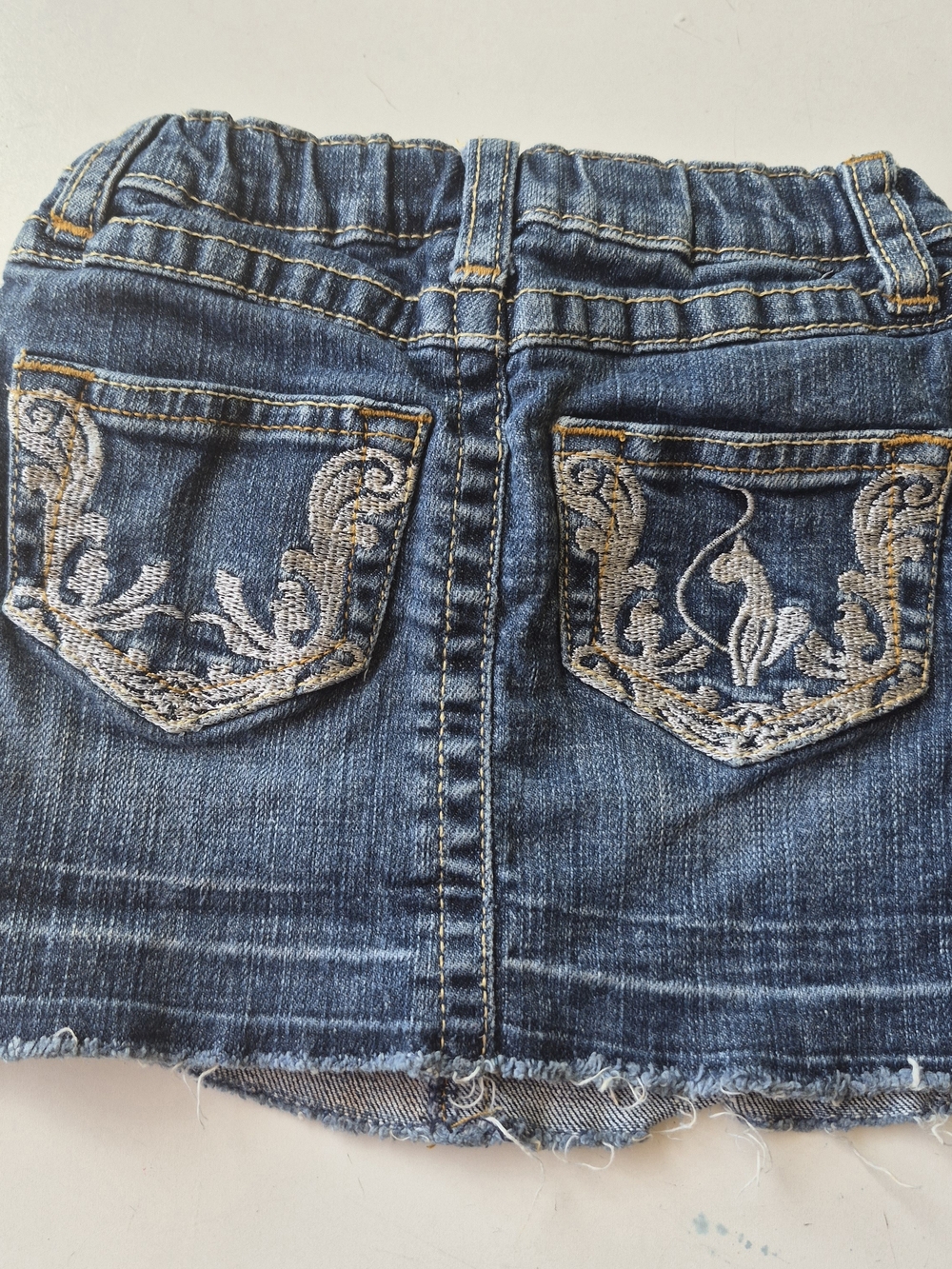 Baby Phat Blue Denim Mini Skirt with Embroidered Back Pockets